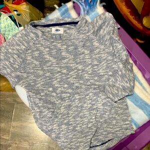 Girls Blue and White Knit Sweater